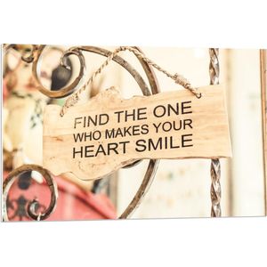 Forex - Bordje 'Find The One Who Makes Your Heart Smile' - 90x60cm Foto op Forex