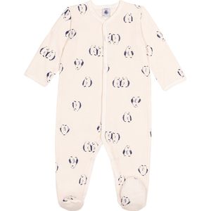 Petit Bateau Babypyjama van geruwde fleece met bloemetjesbedrukking op de kraag