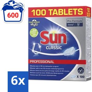 Sun Classic - Pro Formula - Vaatwastabletten - 100 Tabletten - Voordeelverpakking - 6 stuks