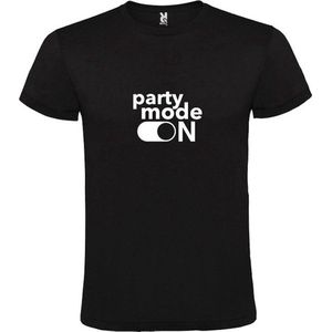 Zwart T-Shirt met “ Party Mode On “ afbeelding Wit Size XL