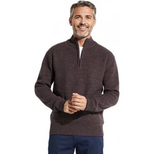 Trui met hoge hals en ritssluiting van gevlekte gebreide wol