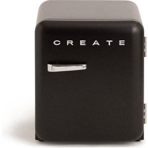 CREATE - Tafelmodel koelkast - Capaciteit 48 L - 1 planken - Handvat Silver - Zwart - RETRO FRIDGE