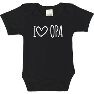 Baby rompertjes - I love opa - maat 80 - korte mouwen - baby - baby kleding jongens - baby kleding meisje - rompertjes baby - rompertjes baby met tekst - kraamcadeau meisje - kraamcadeau jongen - zwanger - stuks 1 - zwart