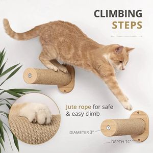 Sisal step (Set 2 stuks) voor: Katten Klimmuur Wandmeubel Set - Sisal Palen Muurplankjes – Hangmat Kat - Krabplank – Kattenhangmat – Muursteps –Muur Wall Steps – Wallsteps – Kattenmand – Wandmontage – Muur – Muurplankjes - Krabplank