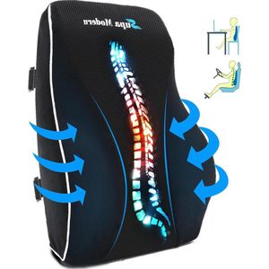 Rugkussen Lumbale steunkussen voor bureaustoel - traagschuim rugkussen - autostoelrugkussen - ademende lendensteunhoes - verstelbare riemen