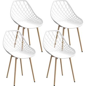 Eetkamerstoelen, set van 4, keukenstoelen, eetkamerstoelen met metalen stoelpoten, gebogen rugleuning, moderne stoelen, voor eetkamer, slaapkamer en tuin