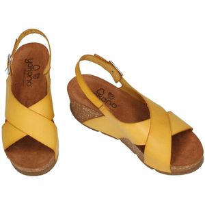 Yokono - BARI-030 - Sandalen - Geel - Bio Kurk Sleehak