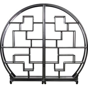 Fine Asianliving Chinese Boekenkast Rond Open Display Kast Zwart B192xH176cm Chinese Meubels Oosterse Kast