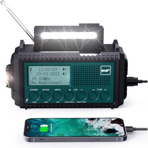 Goodivery® - Noodradio - Noodpakket - Noodrantsoen - DAB+/DAB/FM met 5000 mAh - Oplaadbaar - Noodradio met Zaklamp en Leeslampje - Draagbaar - 18x7x10cm - Blauw