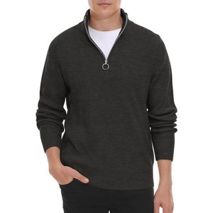 Warme Gebreide Herentrui met Kwartrits en Polohals
