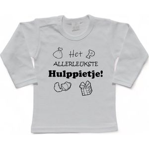 Sinterklaas | T-shirt Lange Mouw | Het allerleukste hulppietje! | Grappig | Cadeau | Kado | Wit/zwart | Maat 104