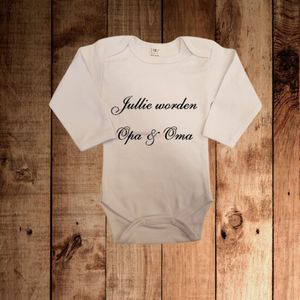 Rompertje – ""Jullie worden Opa & Oma"" – Wit – 100% Katoen – Zwangerschapsaankondiging - lange mouw - maat 68