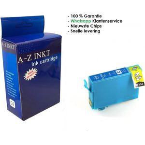 AtotZinkt huismerk Epson 502 XL C Cyaan Blauwe inkt cartridge - Met Chip - Epson 502XL - Voor Printers: Expression Home XP-5100 / XP-5105 - Workforce WF-2860DWF / WF-2865DWF