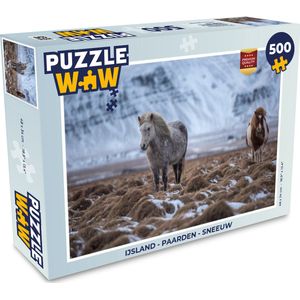 Puzzel IJsland - Paarden - Sneeuw - Legpuzzel - Puzzel 500 stukjes