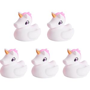 Rubber badeendjes eenhoorns - 10x stuks - wit - badkamer fun - 5.5 cm - speelgoed eendjes