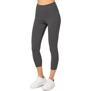 Merry Style MS-MS10-199-LE Dames Capri Leggings - Sport - Vrijetijdsbroek - 3/4 Lengte - Katoen - Sporbroek - Yogabroek - Grafiet - M