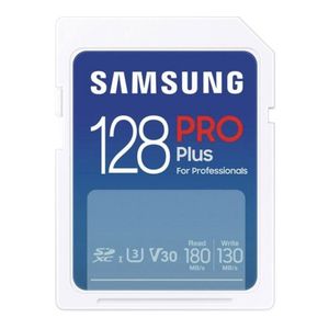 Samsung PRO Plus SDXC UHS-I Geheugenkaart – 180MB/s Lezen – 130MB/s Schrijven – V30 – 4K UHD – Water- & Schokbestendig