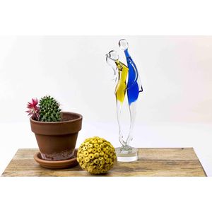Glas Beeld 'Samen' - Glas Sculptuur - Jubileum cadeau - Beeldje - Beeldjes - Beeldje liefde - Huwelijkscadeau