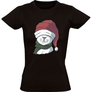 Kat met een kerstmuts Dames T-shirt - kerst - christmas - kerstmis - feestdag - huisdier - winter - grappig