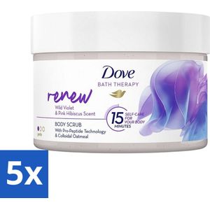 5 x Dove Bath Therapy Renew - Bodyscrub - Wilde Viooltjes & Roze Hibiscus - 295 ml - Hydrateren - Viooltjes - Hibiscus - Duurzaam - Gerecycled Plastic