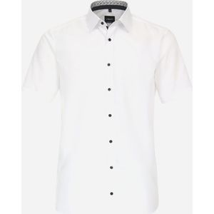 VENTI modern fit overhemd - korte mouw - popeline - wit - Strijkvrij - Boordmaat: 45