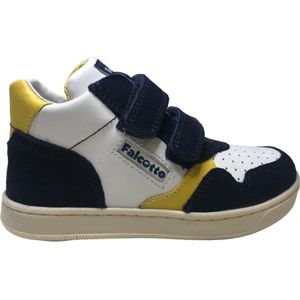 Falcotto - Klip - Mt 20 - velcro's hoge lederen sportieve sneakers - Wit/Navy