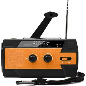 Noodradio Solar Opwindbaar en Batterij - Noodpakket - Draagbare Survival Radio - 4000 mAh - Powerbank Zonneenergie - Bouwradio - Zaklamp – Oranje