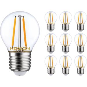 Noxion - Lucent - LED E27 Kogel Filament - Helder - 2.5W - 10x Voordeelpak - 250lm - Zeer Warm Wit