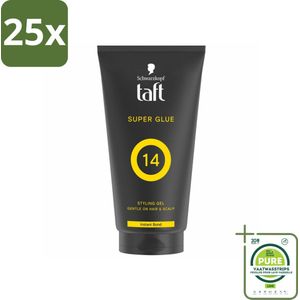 25 x Taft - Super Glue 14 - Styling Gel - Ultieme stevigheid - 150 ml - Grootverpakking - Haar Gel - Taft Super Glue - Sterke Fixatie - Haarstyling - Extreme Hold