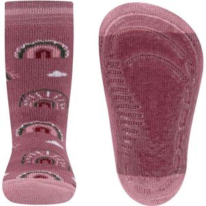 Ewers Antislipsok - Regenbogen&Wolken&Hartjes - Donkerroze - Siliconenzool-18/19