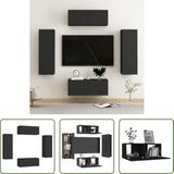 The Living Store TV-meubel - Stereokast - Zwart - Spaanplaat - 80x30x30 cm - 30.5x30x90 cm