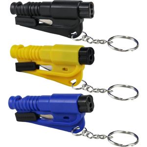 Noodhamer Veiligheidssleutelhanger 3-in-1 Riemsni-jder Glasbreker Noodfluitje