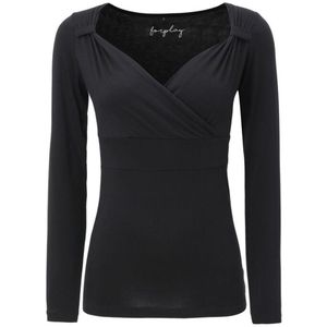 Forplay Fashion V-Top long Dames Shirt met lange mouwen - zwart - S