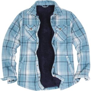 Heren Sherpa Gevoerd Flanellen Overhemdjack - Lang Mouw Shacket Jassen