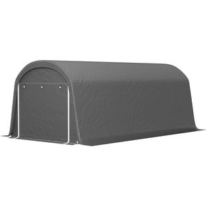 Opslagtent Tuinschuur met PE Zeil, Opzetbare Garage, 600x300x230 cm - Donkergrijs