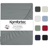 Komfortec Jersey Stretch Hoeslaken 90x200 cm - Fitted Sheet - Rondom Elastiek - 100% Katoen - Grijs