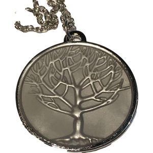 Petra's Sieradenwereld - Ketting tree of life glow in the dark metaal zilverkleurig