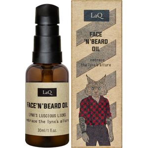 LaQ Baardolie Face 'n' Beard Oil Lynx - Hydraterende, Verzachtende en Beschermende Baard Olie - 30ml