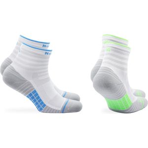 Norfolk - 2 Paar - Naadloos Anti Blaren Sportsokken met Zone Demping - Anti Bacterieel Wielrensokken - Snel Drogen Hardloopsokken - Sportsokken Dames Heren - Tennissokken - 35-38 - Wit - Cheetah