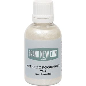 BrandNewCake® Metallic Food Paint met Kwastje 60gr - Wit - Kleurstof - Eetbare Voedingskleurstof