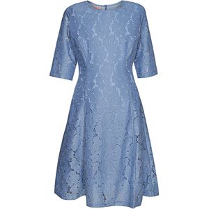 La V Kanten jurk met driekwart mouwen lichtblauw 152