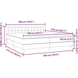 vidaXL - Boxspring - met - matras - fluweel - donkergrijs - 180x210 - cm