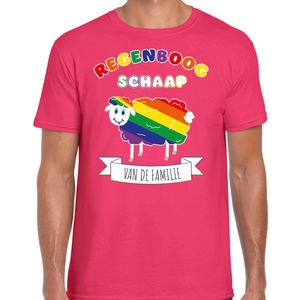 Bellatio Decorations Gay Pride T-shirt voor heren - regenboog schaap - roze - LHBTI L