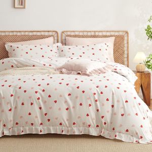 Unyqoos® Romantisch beddengoedset met hartjesmotief en rits voor allergievriendelijk comfort
