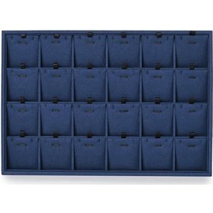 Boraboi ® Elegante Blauwe Microvezel Sieraden Organizer met Verstelbare Vakken voor Oorbellen en Halskettingen