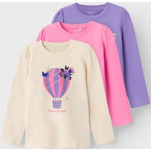 NAME IT NMFLARA LS TOP PB 3P Meisjes T-shirt - Maat 92