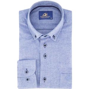 Eden Valley - Lange mouw overhemd - Heren - M - Blauw - Katoen - 515020 Regular fit