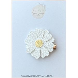 Madelief Alligator Haarspeldje - Glitter Geel - Haaraccessoires voor Kinderen - Haaraccessoires voor Meisjes - Handgemaakte Haarspeldjes