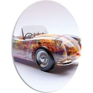 PVC Schuimplaat Ovaal - Doorzichte Cabrio met Gekleurde Onderdelen - 30x40 cm Foto op Ovaal (Met Ophangsysteem)