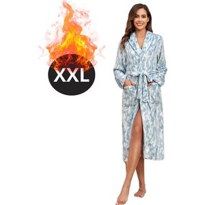 Bovista Badjas Dames - Fleece - Katoen - Badstof - Sauna - Hamam - Wafel - Bathrobe - Duster - Ochtendjas - Spa - Kimono - Lichtblauw XXL